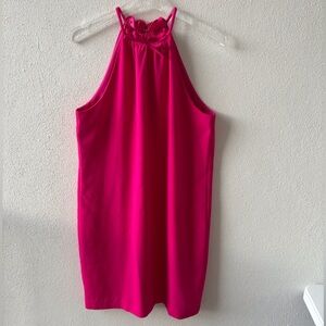 Trina Turk Hot Pink Halter Bow Lined Size 8 Dress Cocktail Wedding Date Night